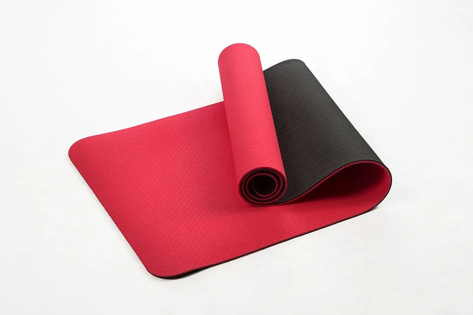 183*61cm 6mm Thick Double Color Non-slip TPE Yoga Mat Exercise Sport Mat for Fitness Gym Home Pad with Carry Bag