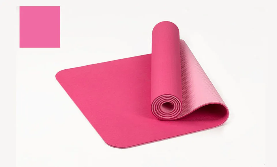 183*61cm 6mm Thick Double Color Non-slip TPE Yoga Mat Exercise Sport Mat for Fitness Gym Home Pad with Carry Bag