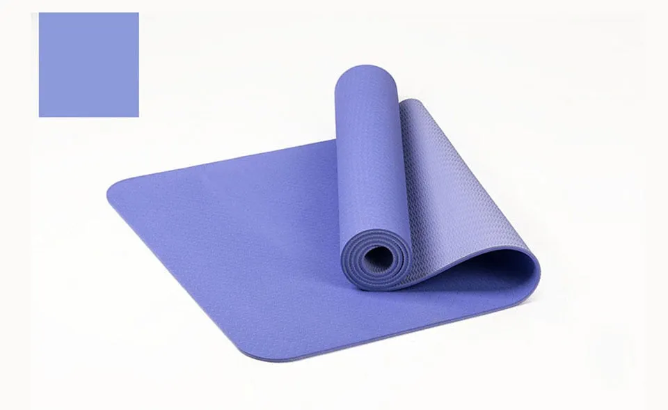 183*61cm 6mm Thick Double Color Non-slip TPE Yoga Mat Exercise Sport Mat for Fitness Gym Home Pad with Carry Bag