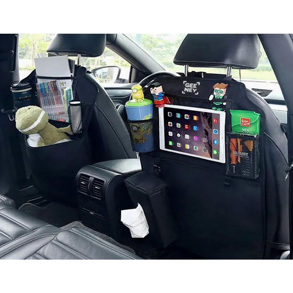 2x Back Seat Car Boot Organiser Multi-Pocket Cargo with Tissue Box Car