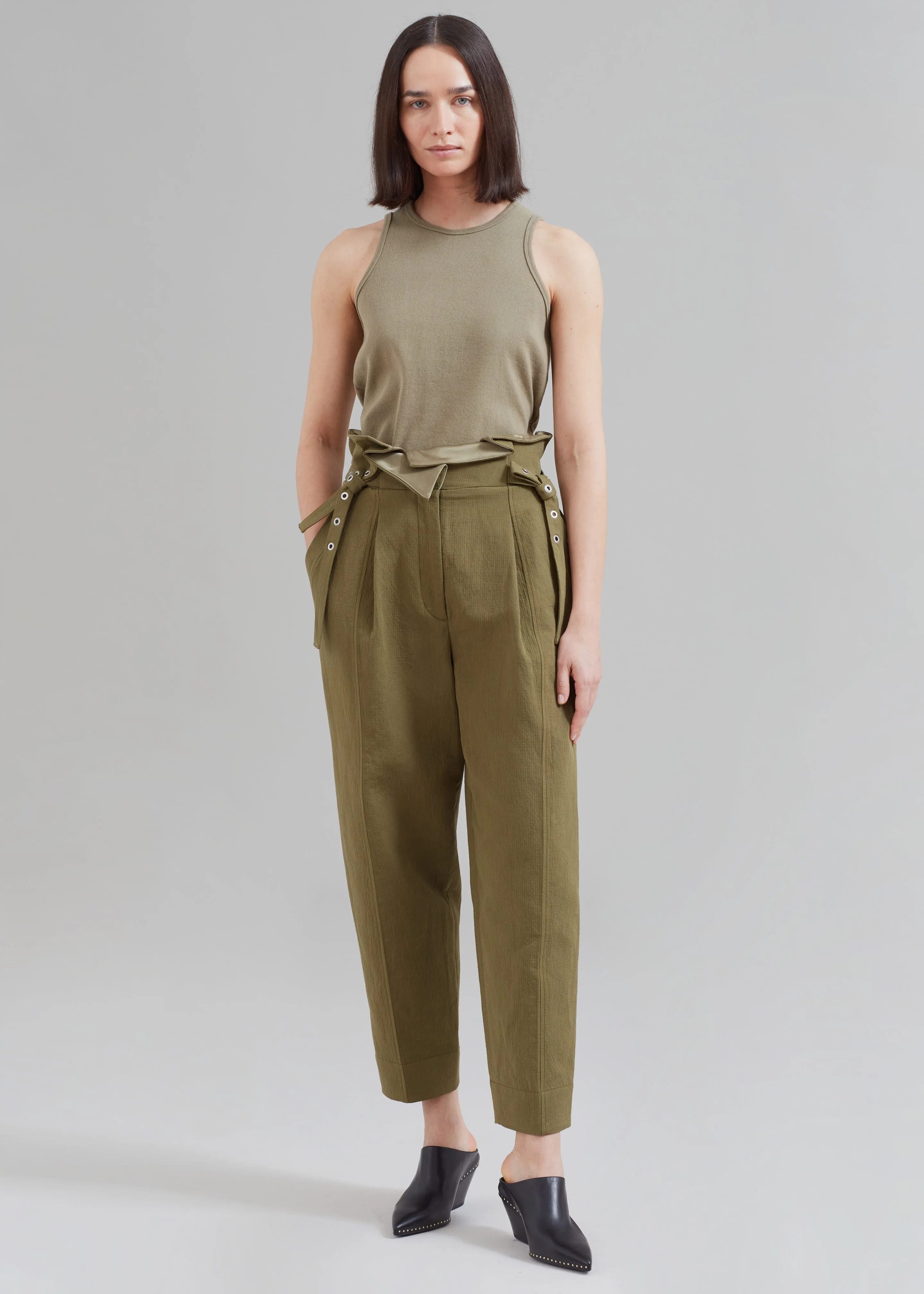 3.1 Phillip Lim Cotton Linen Paperbag Pant - Olive