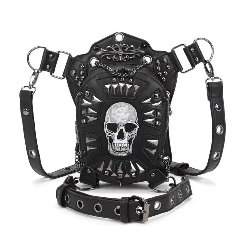 3D Bags Multi-functional Studded Hip Hop Chest Skull Sling Bag Cross Body Shoulder Bag For Men Women Punk