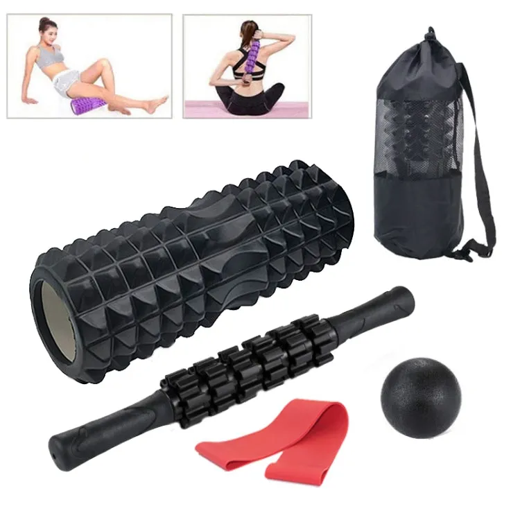 5pcs/set Crescent Hollow Foam Roller Yoga Column Set Fitness Muscle Relaxation Massager Set(45cm Purple)