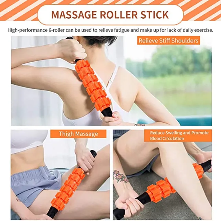 6pcs/set Crescent Hollow Foam Roller Yoga Column Set Fitness Muscle Relaxation Massager Set(45cm Pink)