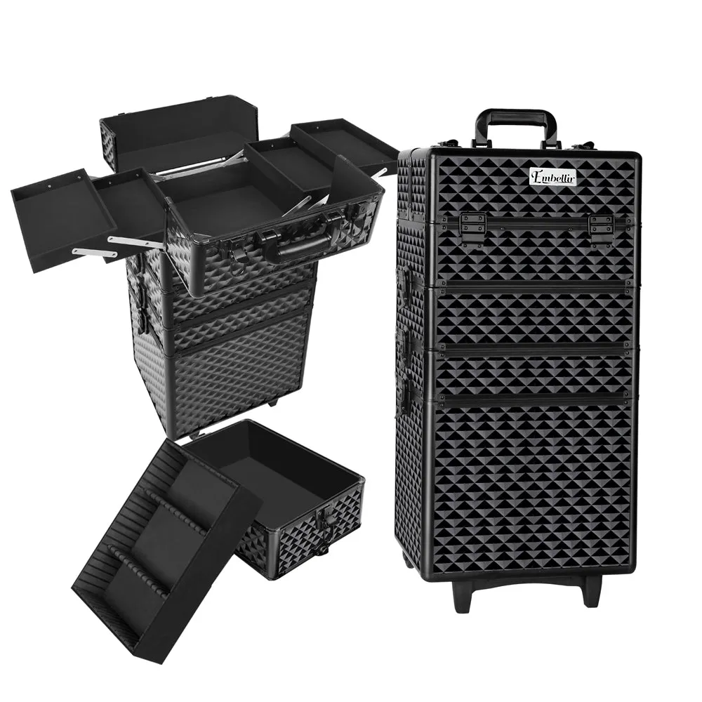 7 in 1 Portable Makeup Trolley Diamond Black - Embellir