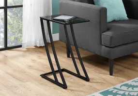 Accent Table - Black Metal With Tempered Glass