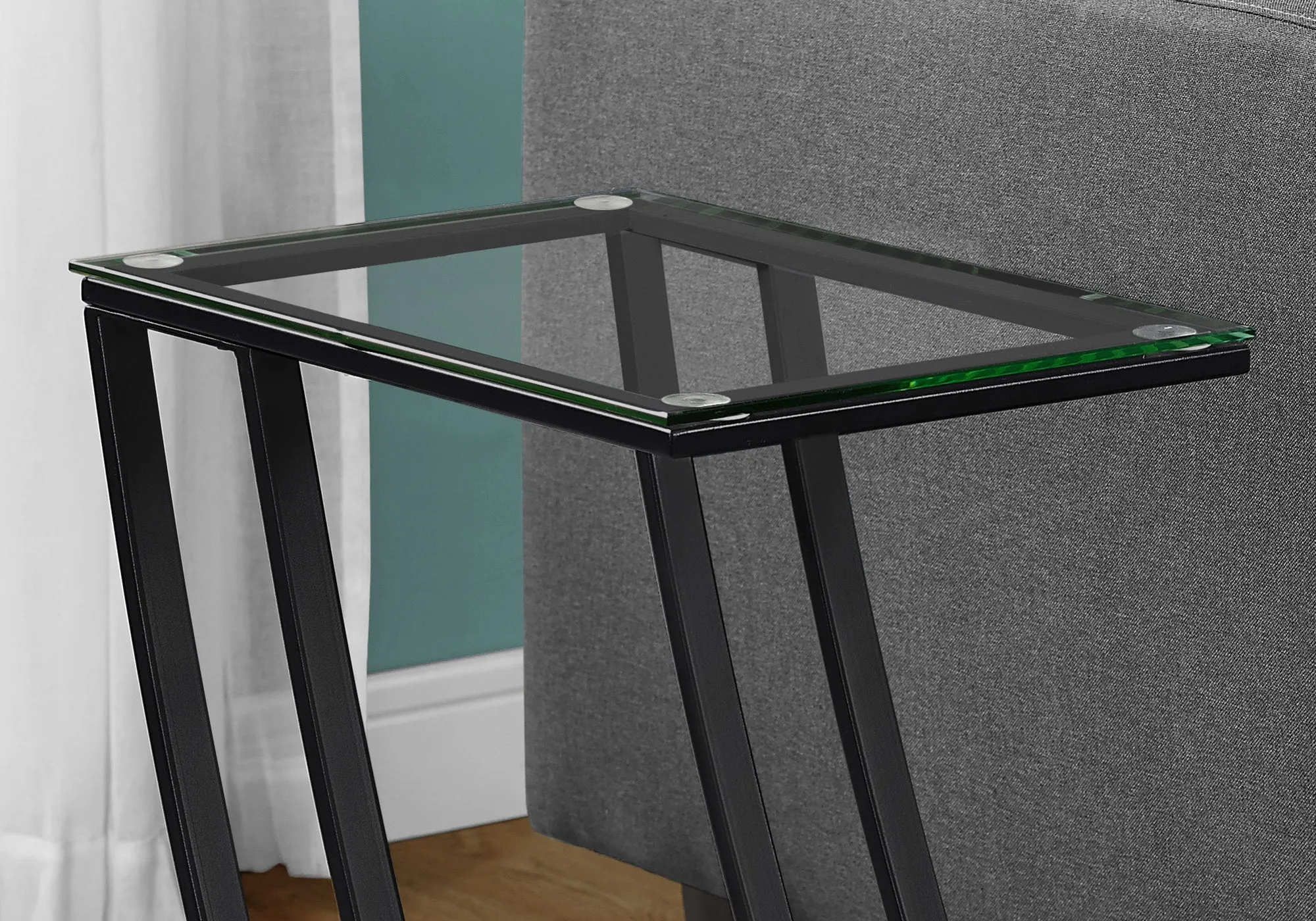 Accent Table - Black Metal With Tempered Glass