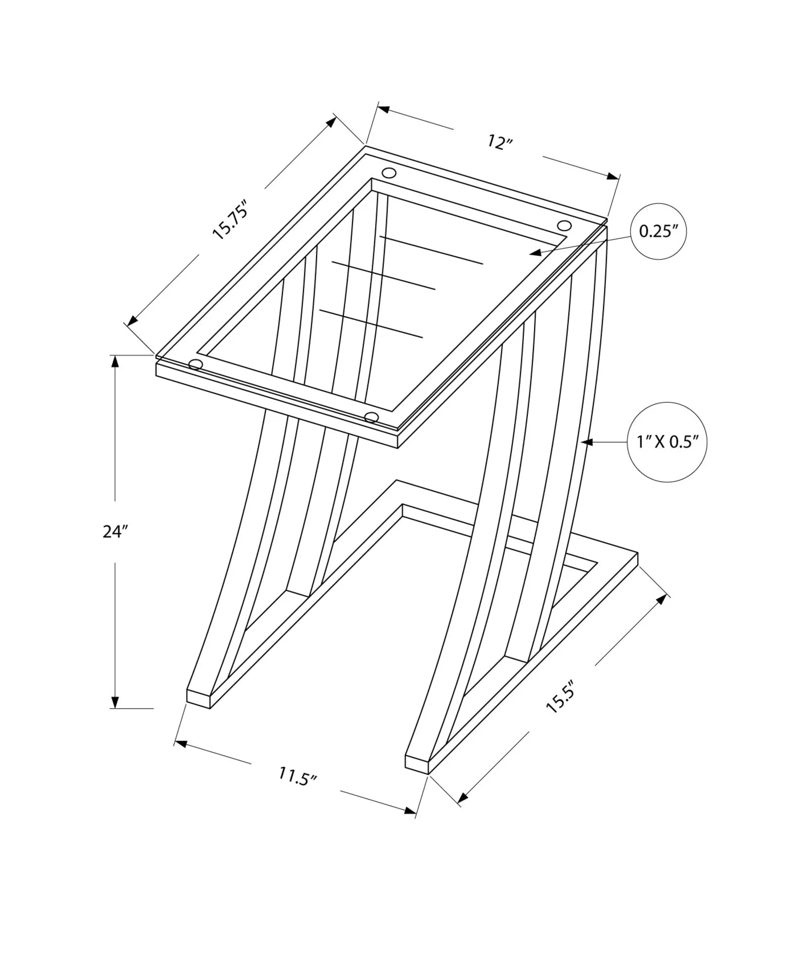 Accent Table - Black Metal With Tempered Glass