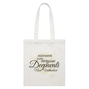 Addname Wishes Everyone Deepavali with Mandala White Canvas Bag