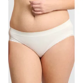 Agathe Ribbed Lace Trim Classic Brief-Ivory