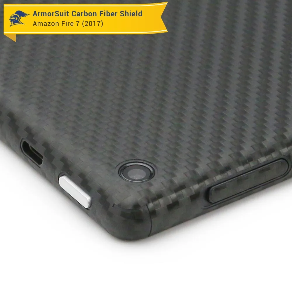 Amazon Fire 7" Screen Protector (2017 Release)   Black Carbon Fiber Full Body Skin Protector