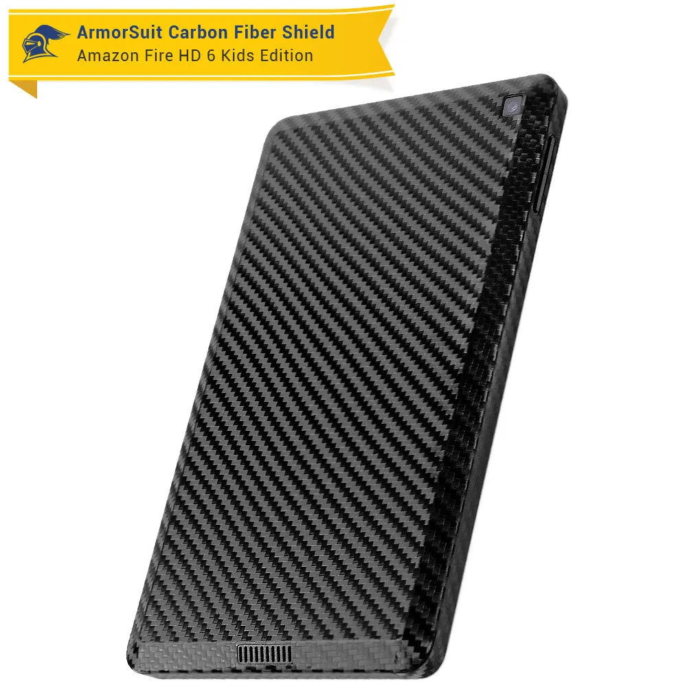 Amazon Fire HD 6 Kids Edition Screen Protector   Black Carbon Fiber Skin