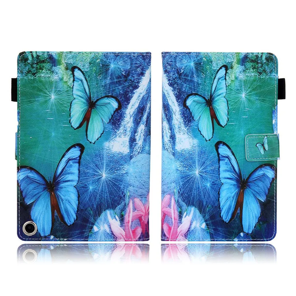 Amazon Fire HD 8 (2020) pattern leather flip case - Blue Butterfly