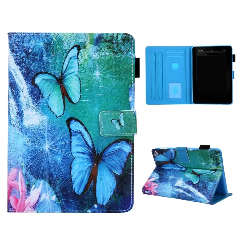 Amazon Fire HD 8 (2020) pattern leather flip case - Blue Butterfly