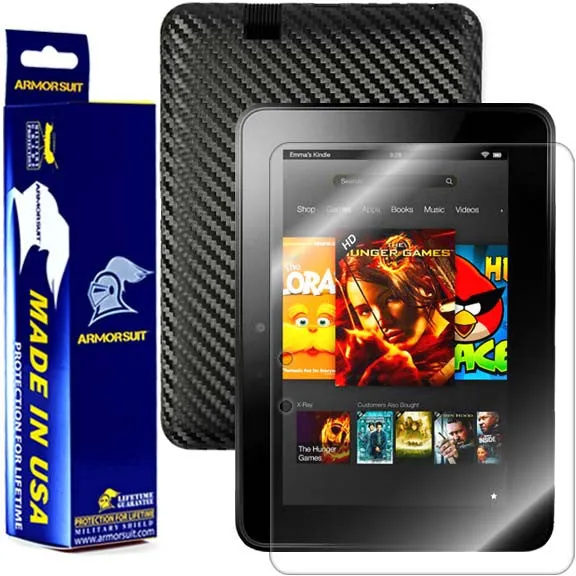 Amazon Kindle Fire HD 7 Inch (2012 First Generation) Screen Protector   Black Carbon Fiber Skin Protector