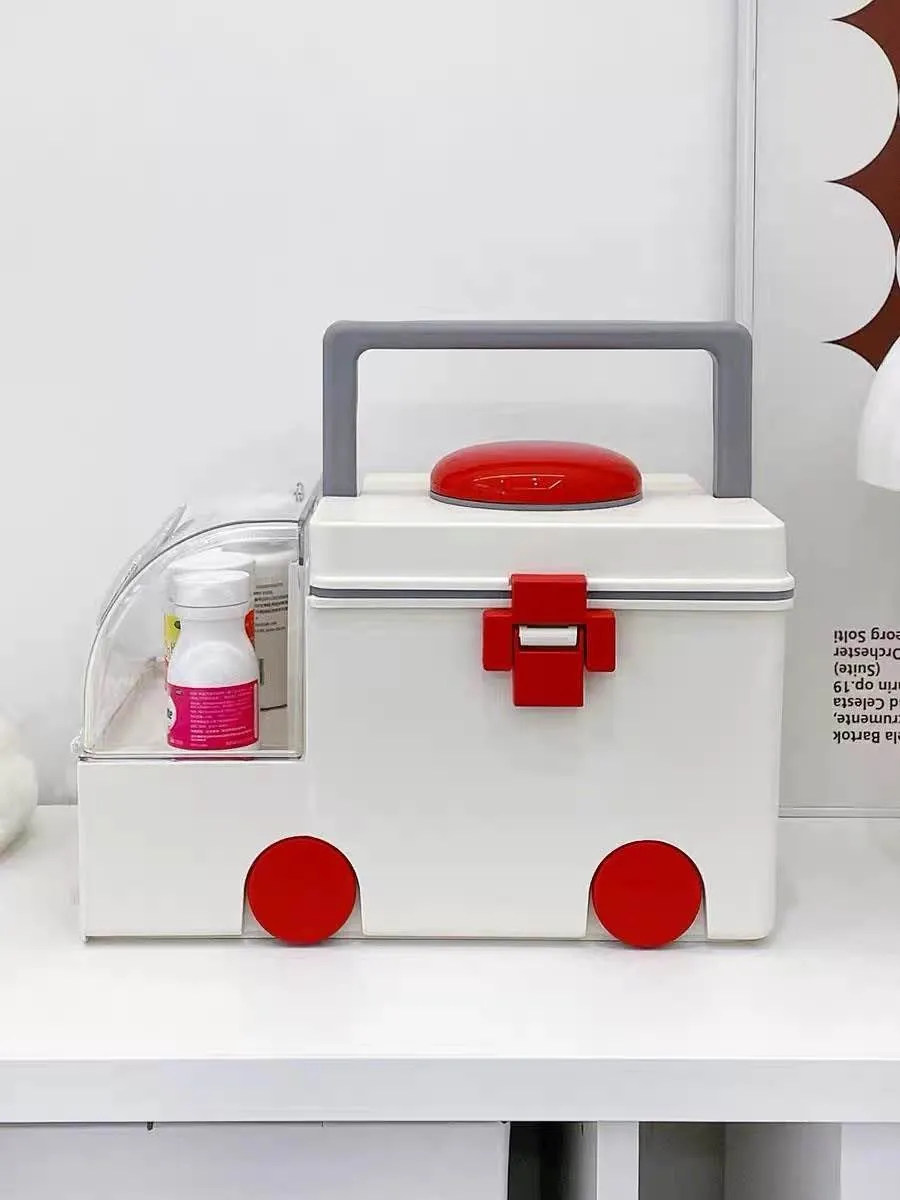 Ambulance Family First Aid Kit - Cute Medicine Lock Storage Box Organizer