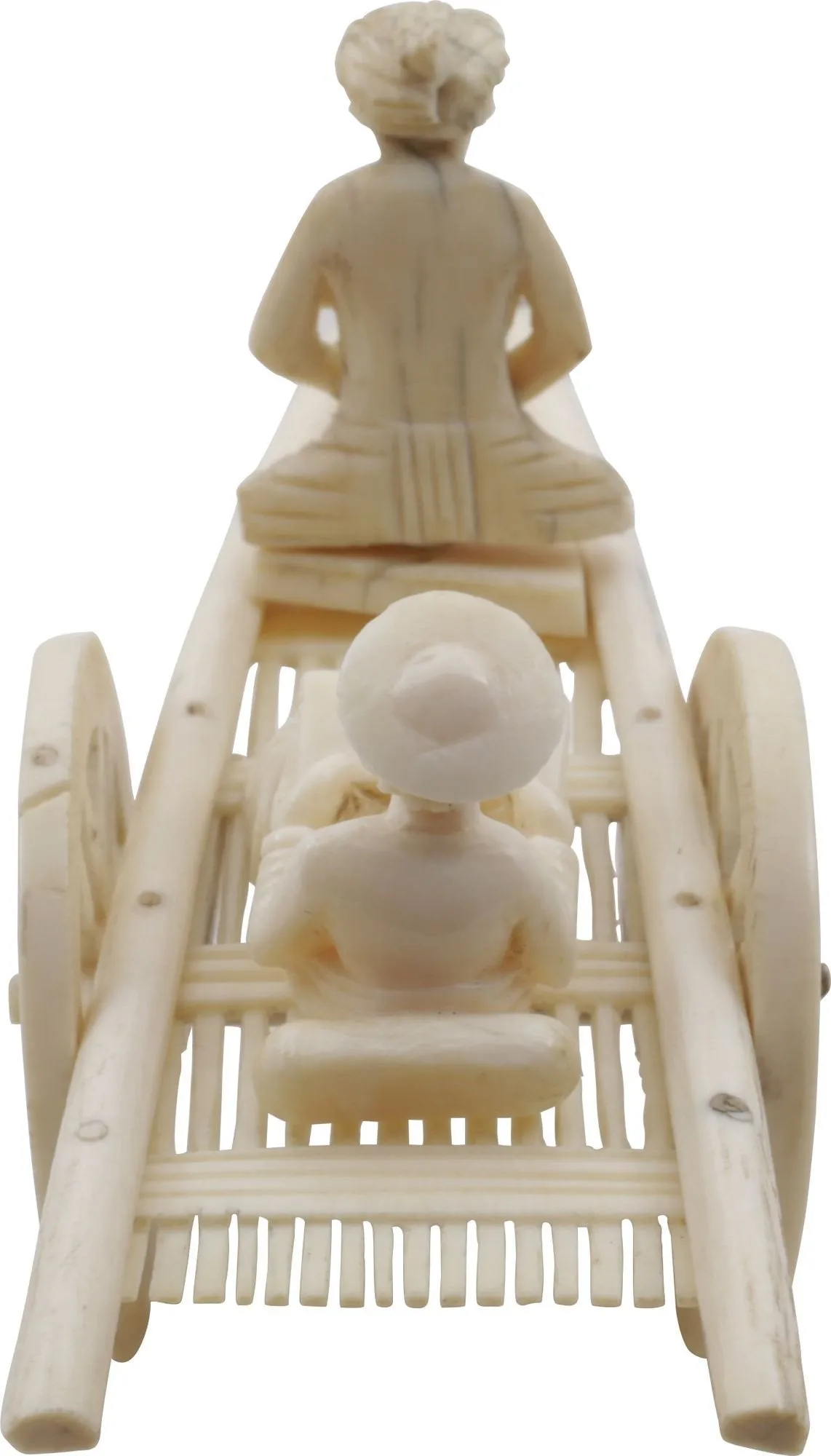 ANTIQUE ASIAN IVORY CART, DRIVER AND PASSENGER