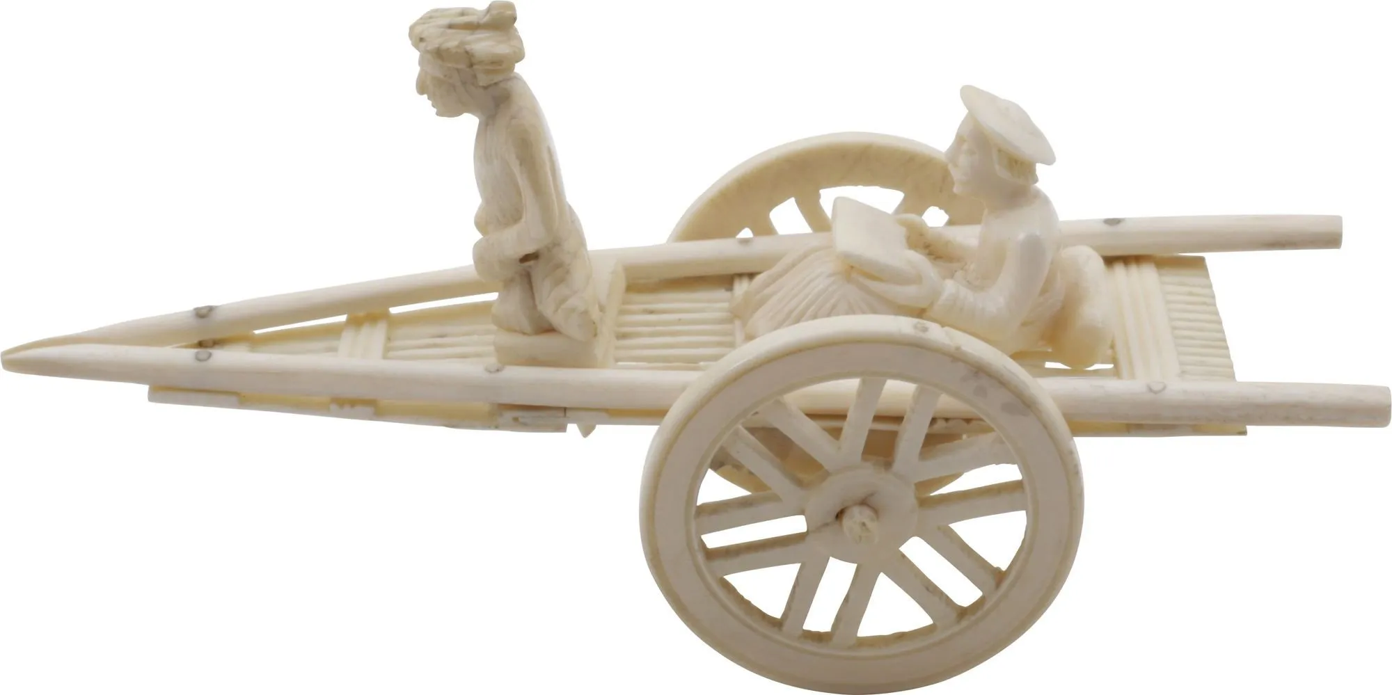 ANTIQUE ASIAN IVORY CART, DRIVER AND PASSENGER