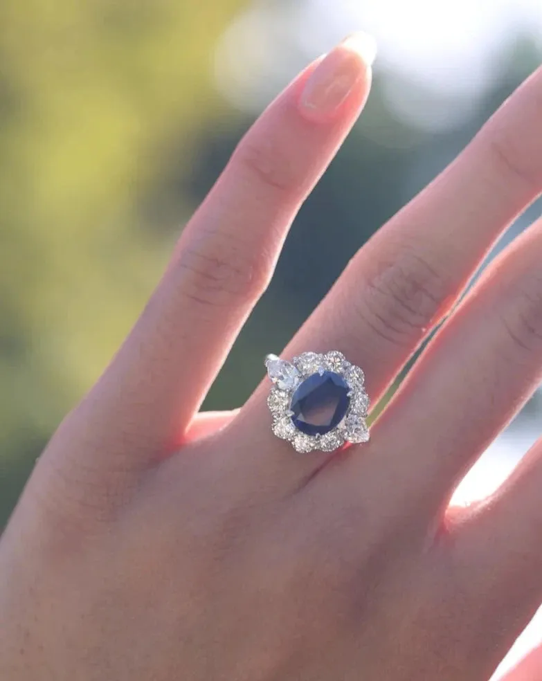 Art Deco Blue Sapphire Ring