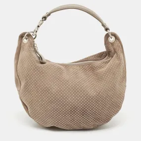 Beige Suede Small Studded Sky Hobo