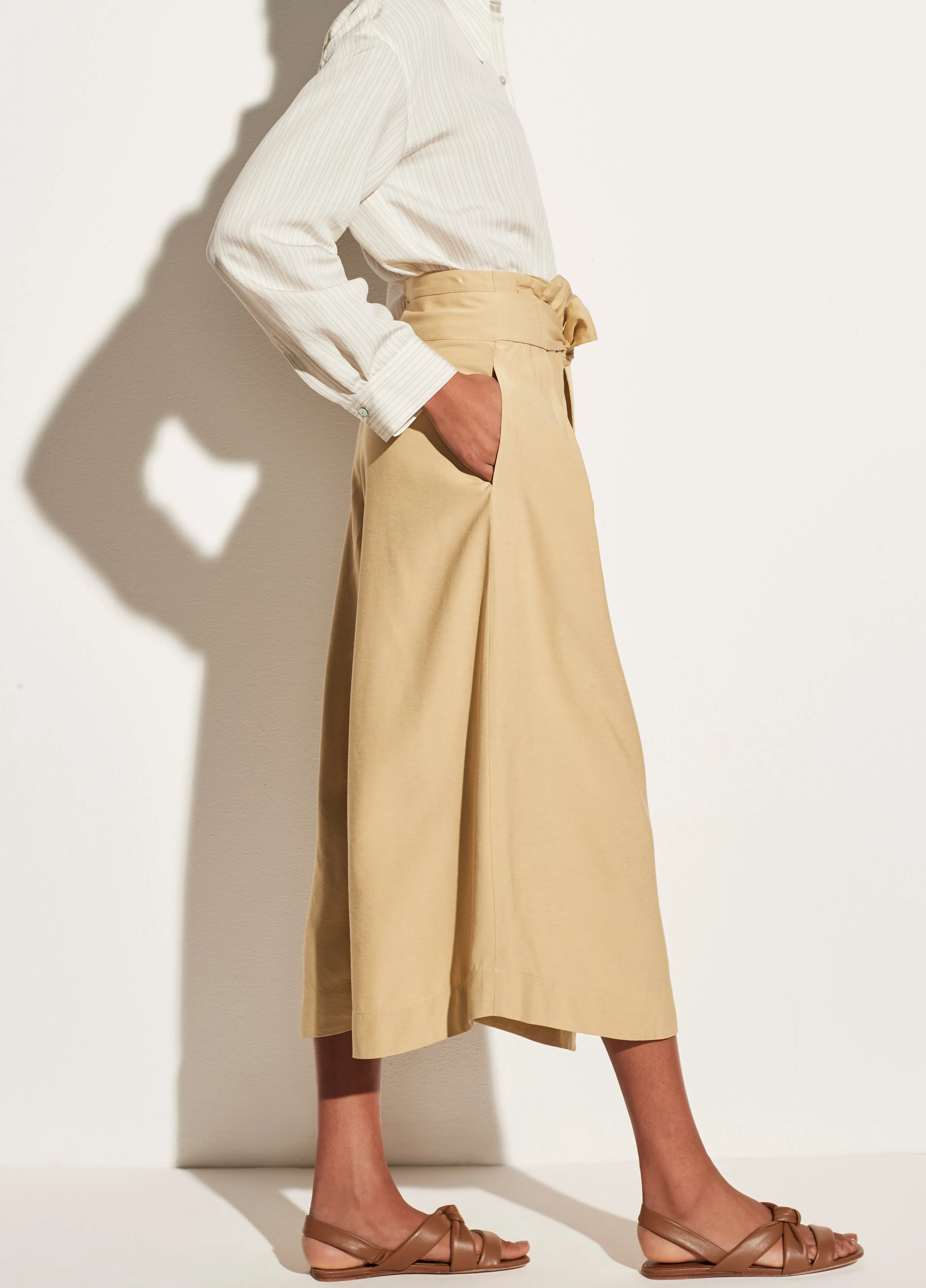 Belted Palazzo Culotte in Maiz