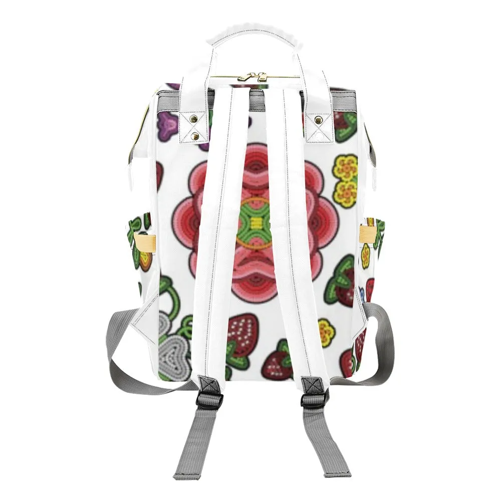 Berry Pop White Multi-Function Diaper Backpack/Diaper Bag