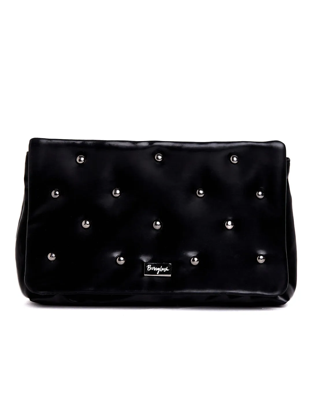 Berrylush Women Black Synthetic Leather Envelope Embellished Wallet