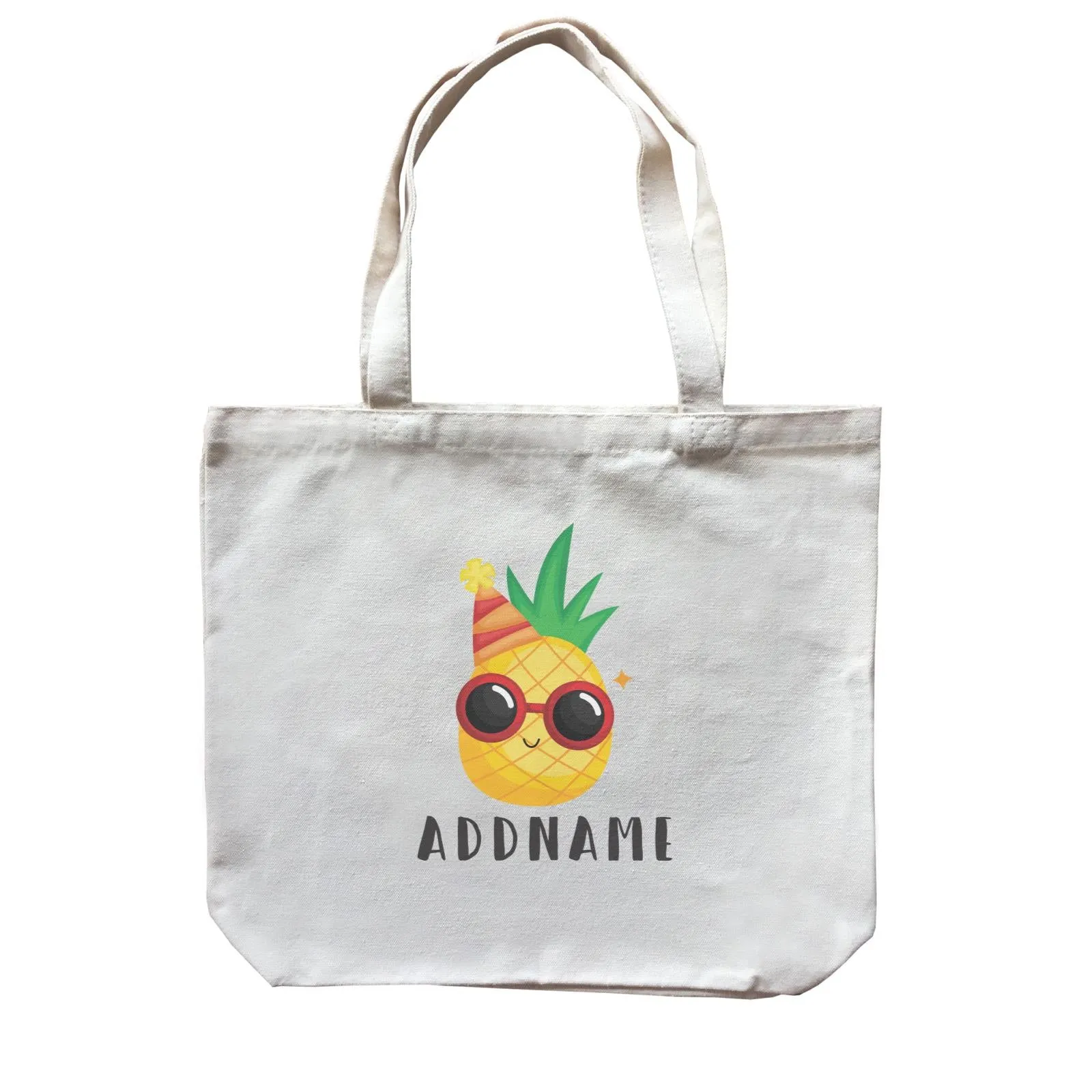 Birthday Hawaii Cool Pineapple Wearing Glasses And Party Hat Addname Canvas Bag