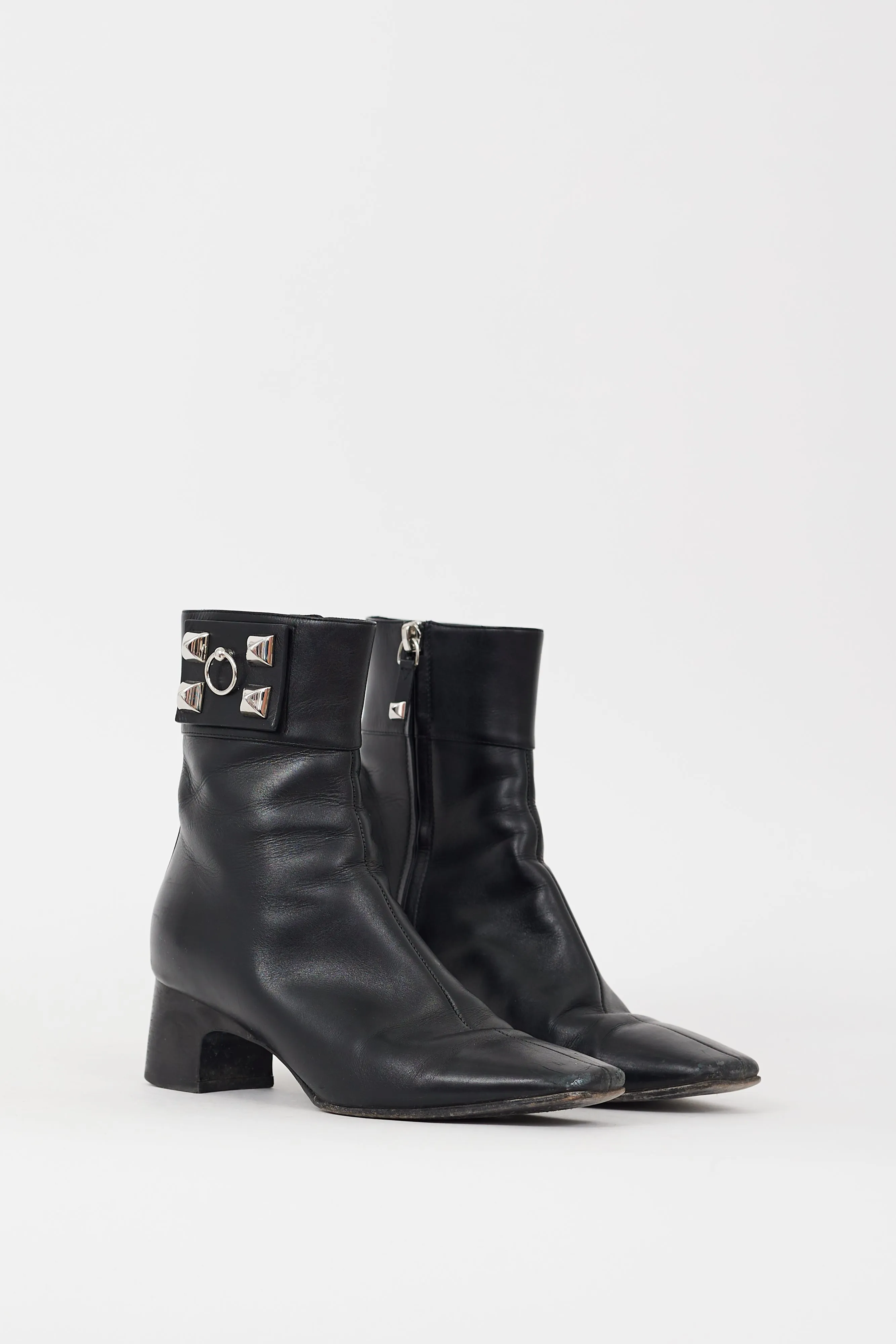 Black & Silver Leather Studded Decouverte 50 Boot