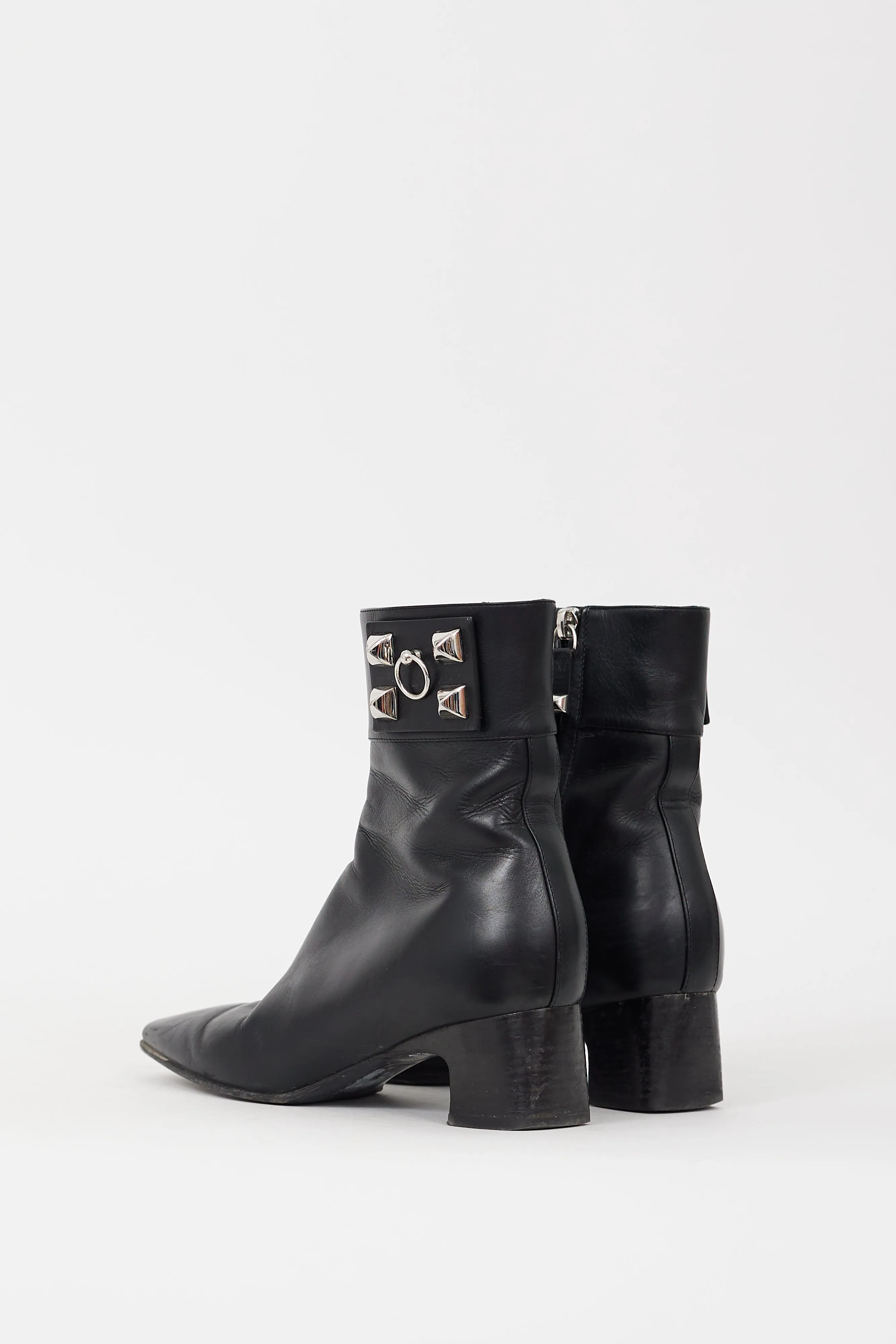 Black & Silver Leather Studded Decouverte 50 Boot