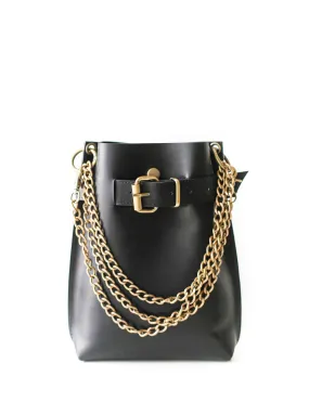 Black Leather Bag w/Chain