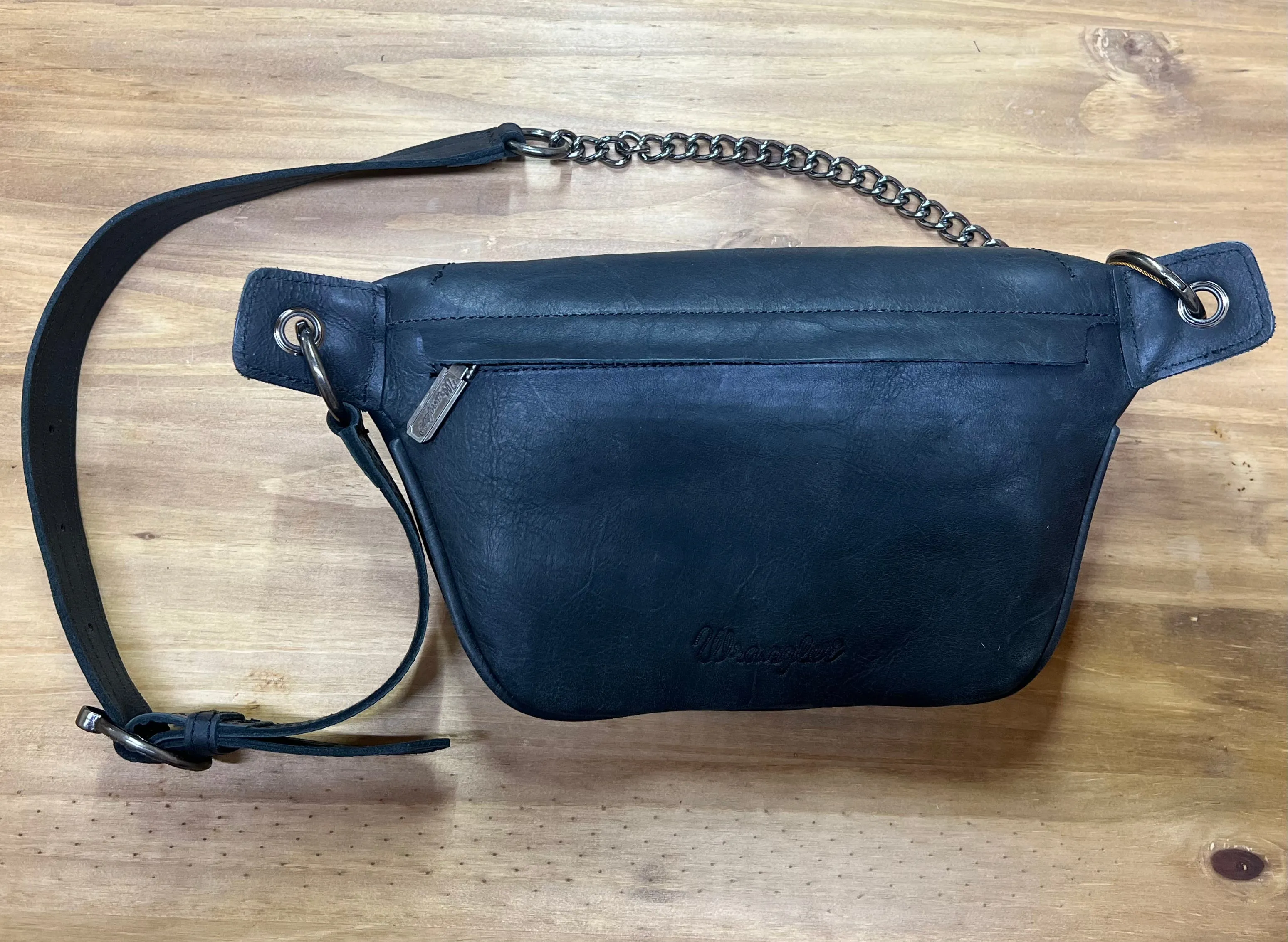 Black Leather Wrangler Bum Bag