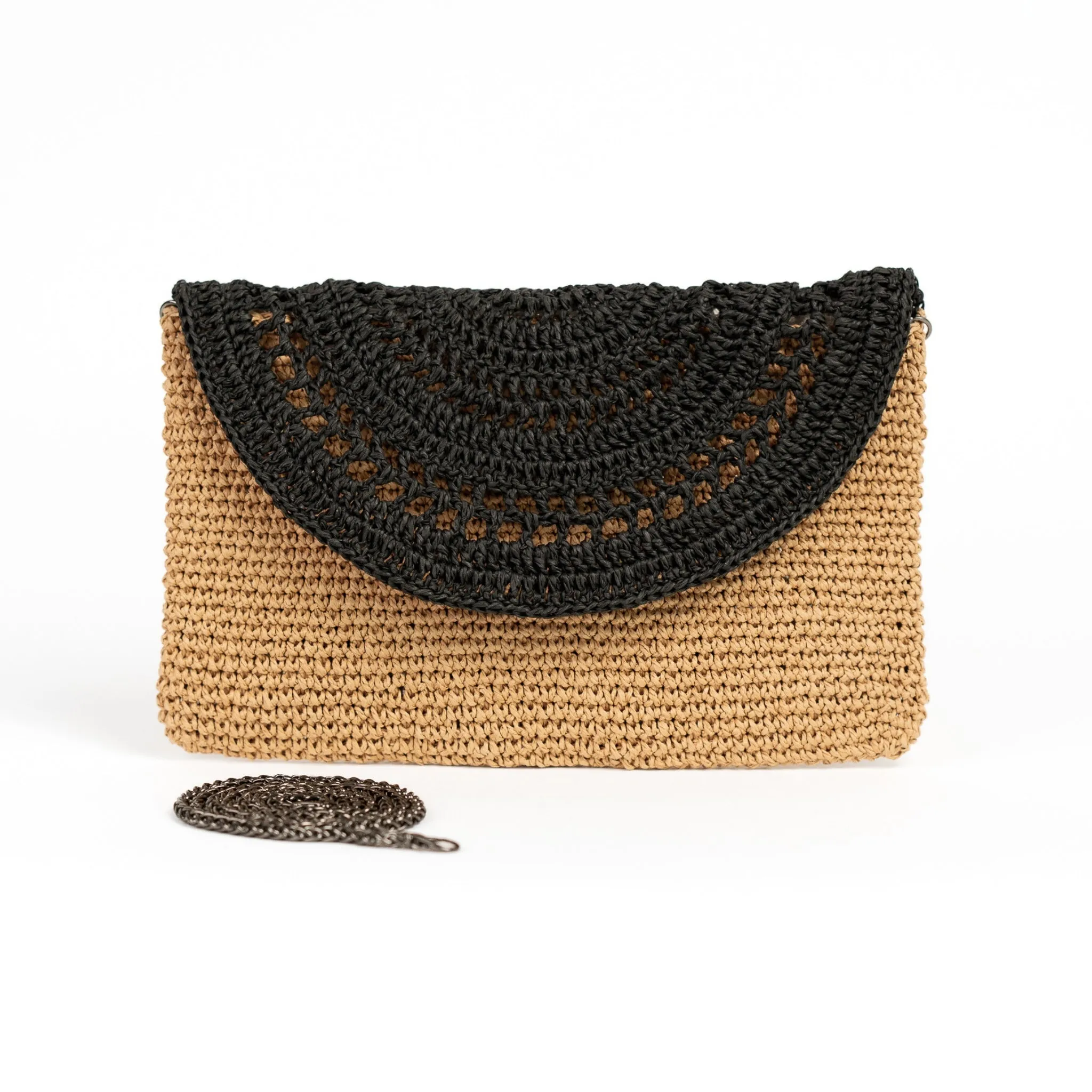 Black Raffia Clutch Bag