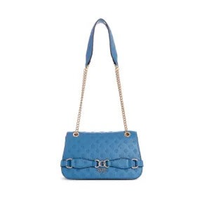 Blue Arlena Logo Convertible Crossbody Flap Bag