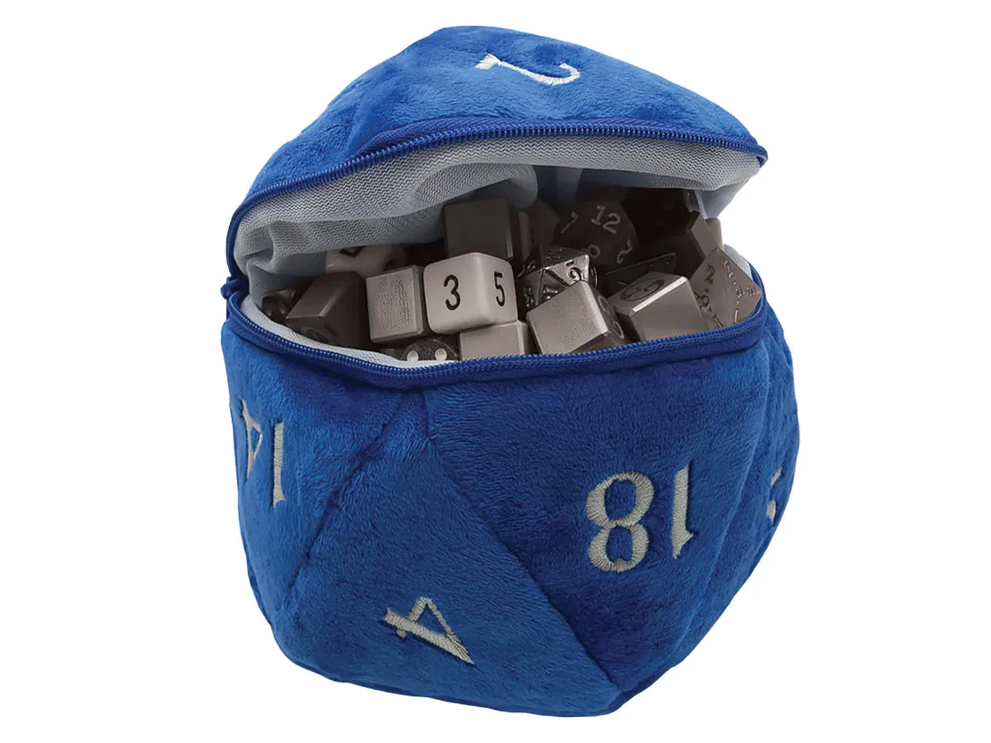 Blue D20 Plush Dice Bag (6.5") | Zippered Dice Storage | UltraPro