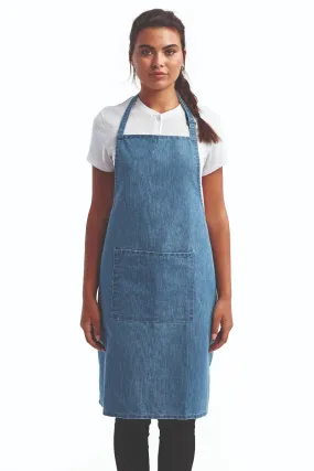 Blue Denim Sustainable Bib Apron (1 Pocket w/ Pencil Divide)