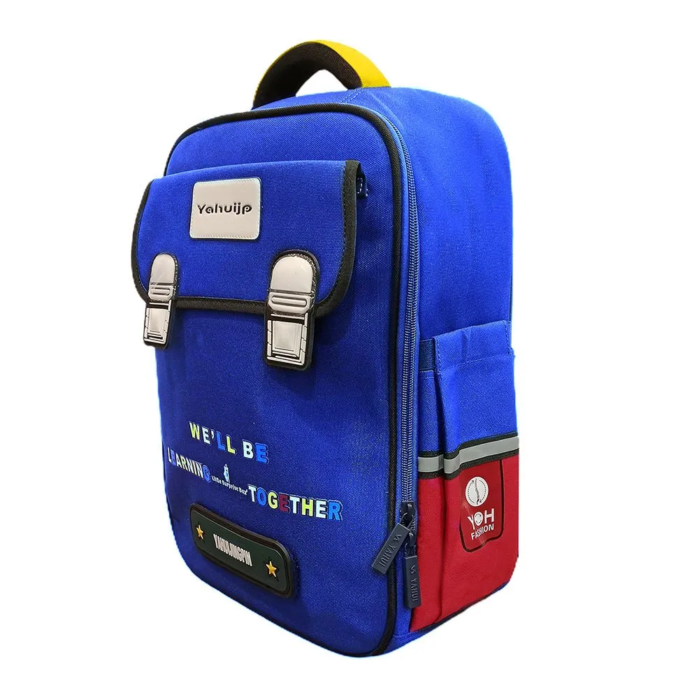 Blue Red Block Kangaroo School Backpack for Kids