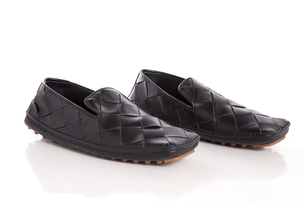 Bottega Veneta Black Square Toe Intrecciato Flats SZ 37