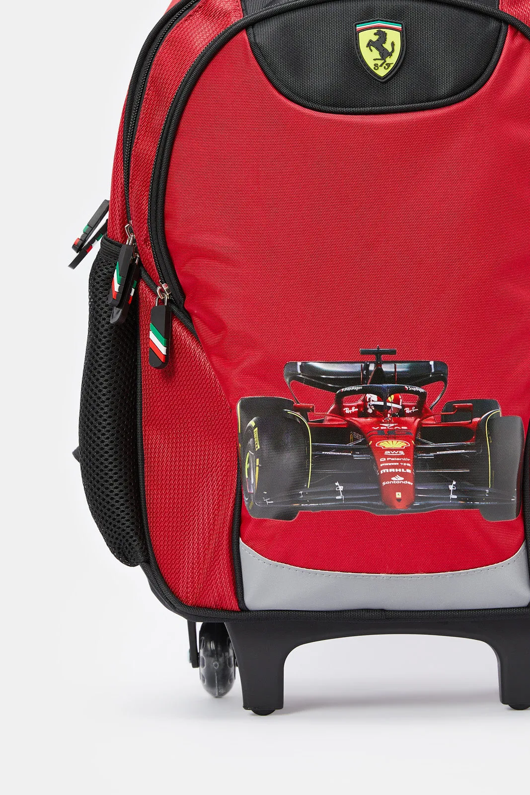 Boys Red Ferrari Time Road Print Trolley Backpack (18 Inch)