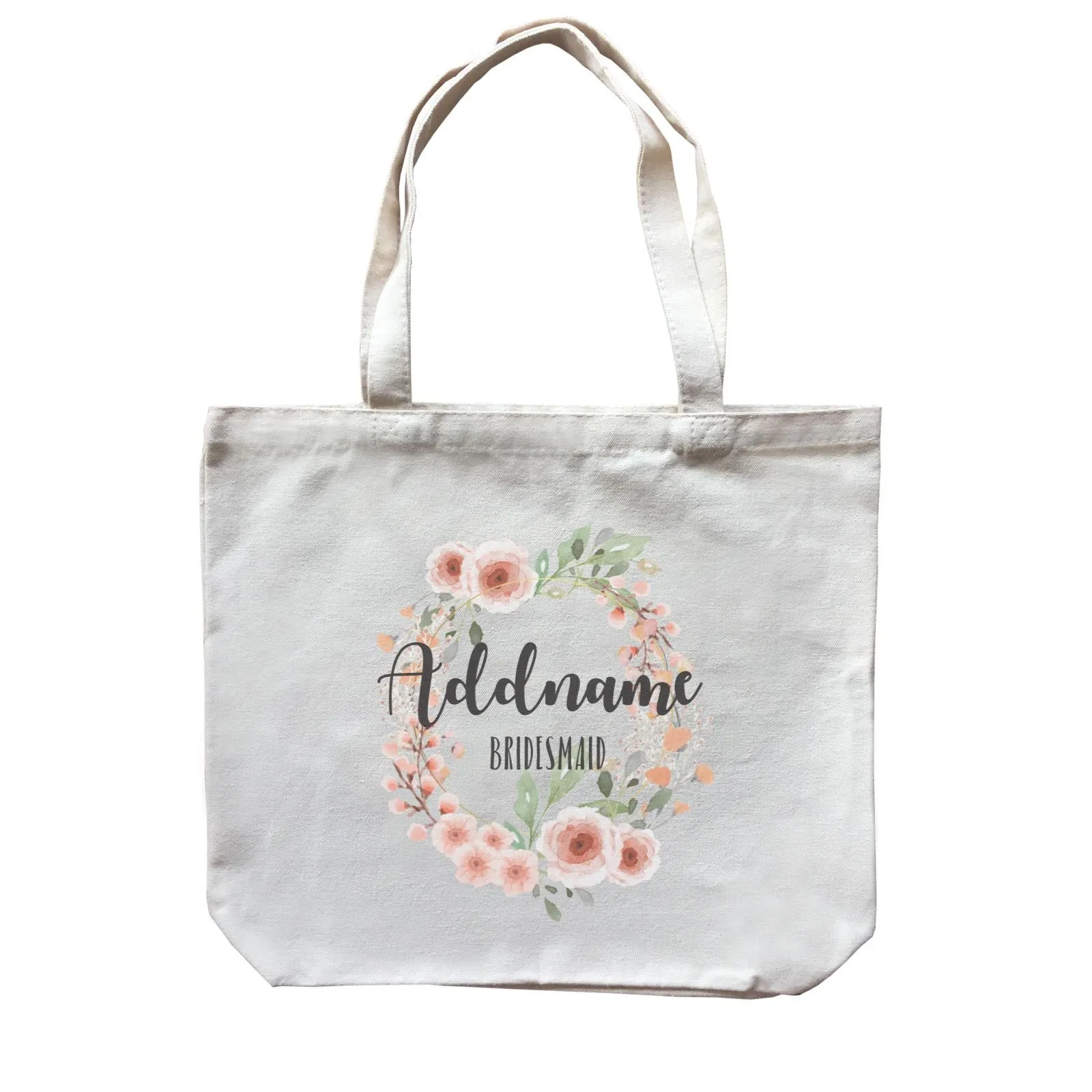 Bridesmaid Floral Sweet 2 Watercolour Flower Wreath Bridesmaid Addname Canvas Bag