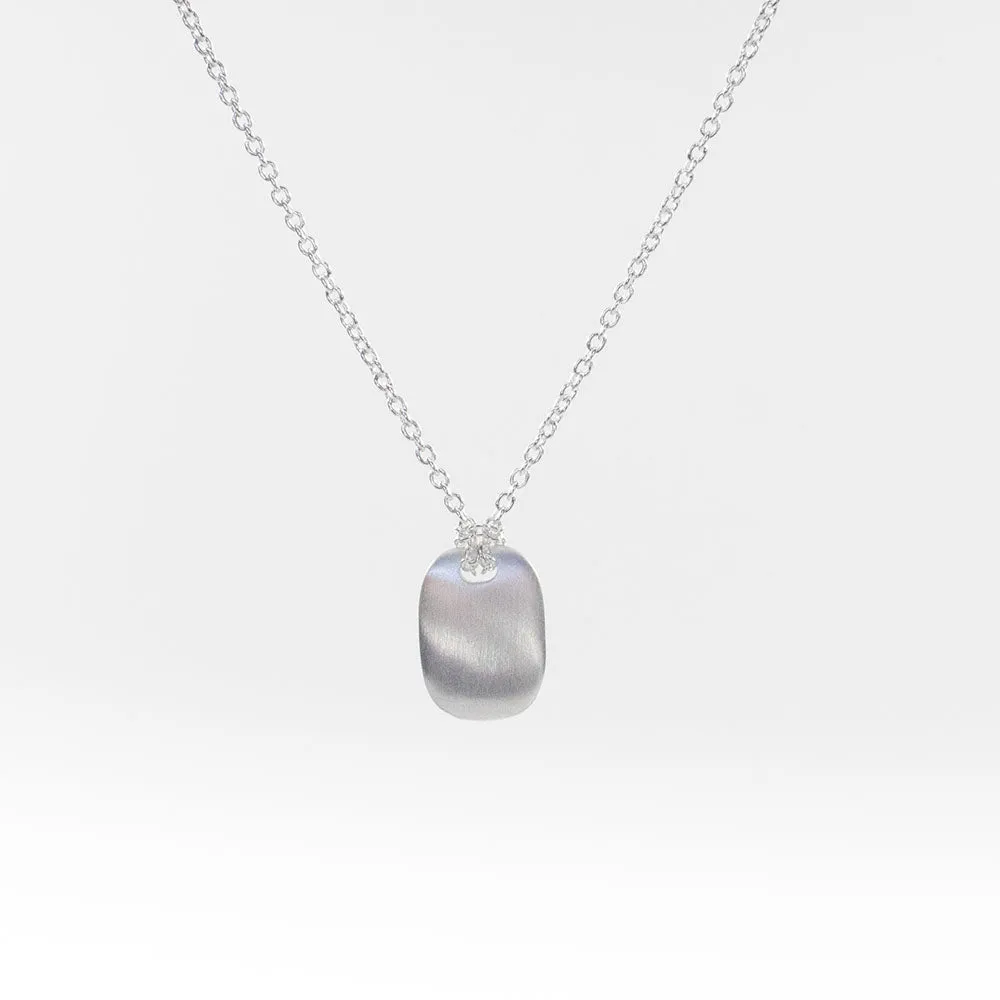 Brushed Silver Tablet Necklace