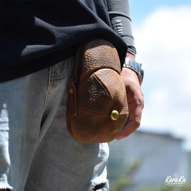 Cap Shape Leather Mini Pouch