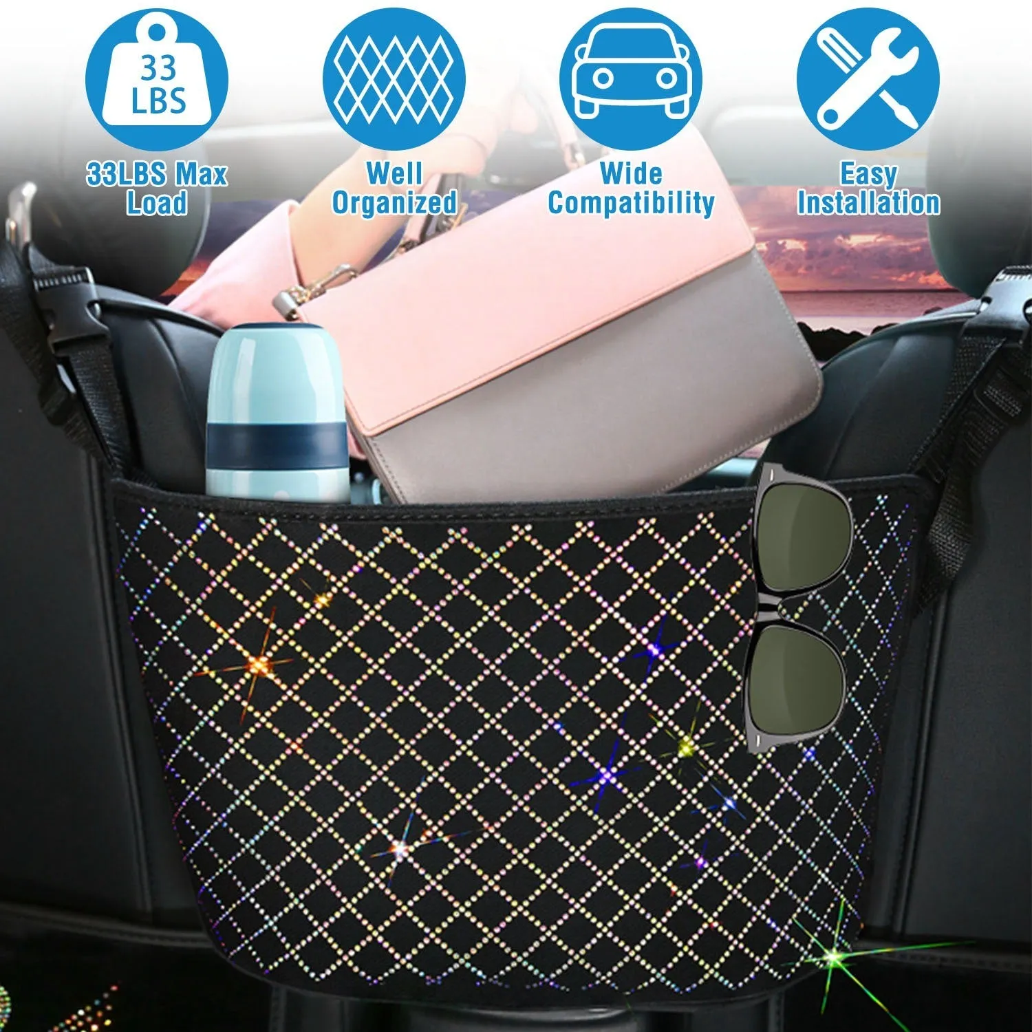 Car Handbag Purse Holder Front Seat Storage Net Bag