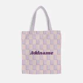 Checkered Series Full Print Tote Bag - Purple