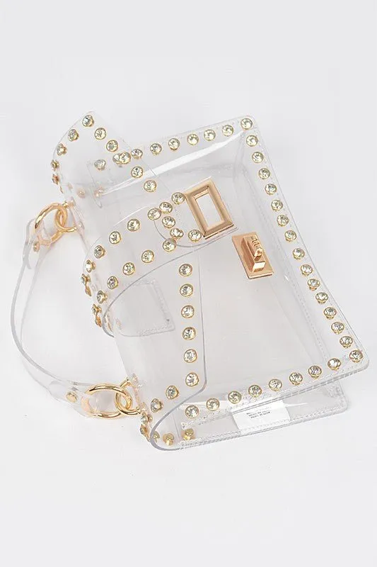 Clear Crystal Stud Crossbody Bag