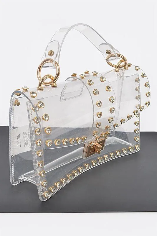 Clear Crystal Stud Crossbody Bag