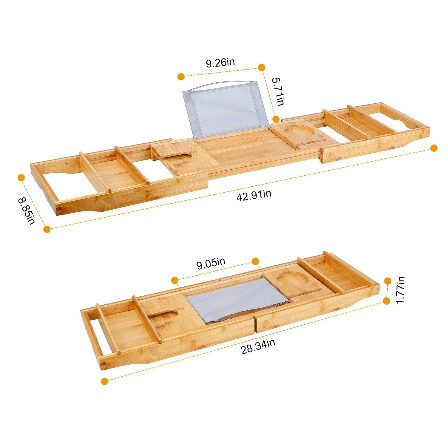 Crafted Bamboo Bath Tray Table Extendable Reading Rack