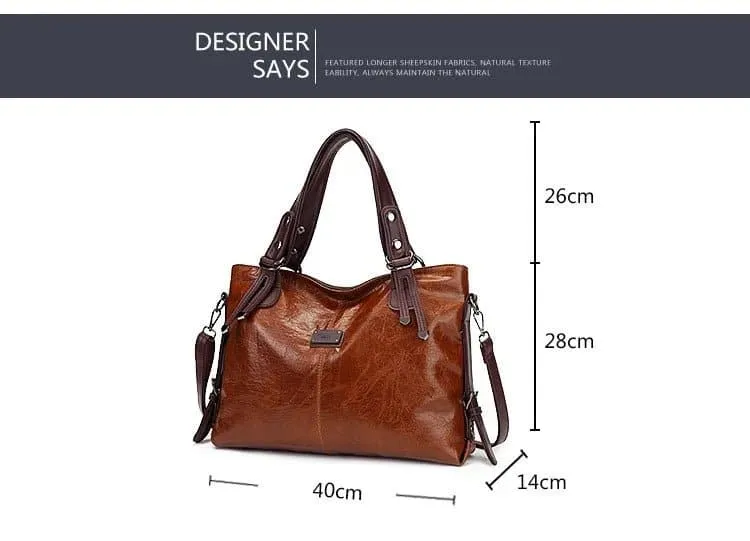 Crossbody Handbag for Ladies - LadyHuarui Shoulder Bag, PU Material, Solid Pattern, Vintage Style