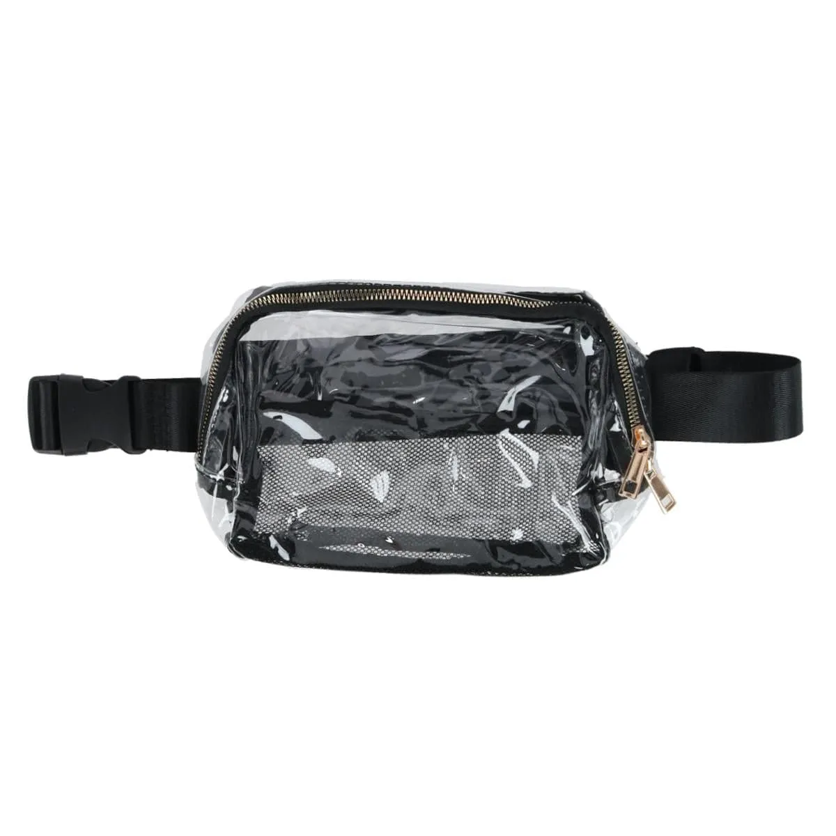 CTM® Unisex Stadium Approved Clear Belt Bag with Mesh Pockets