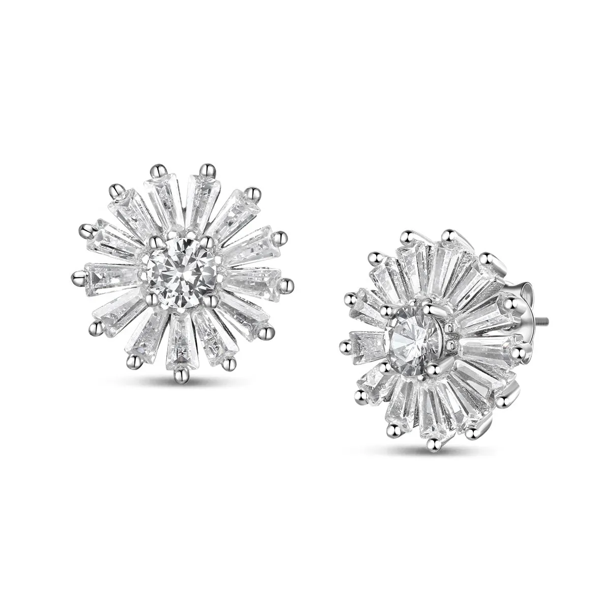 Cubic Zirconia Sterling Silver Stud Earrings